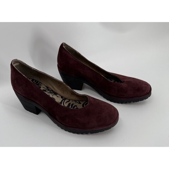 Fly London Walo988 Fly Plum Wedge Heel Pumps EU42   US 10.5 Chunky Heel - Picture 1 of 9